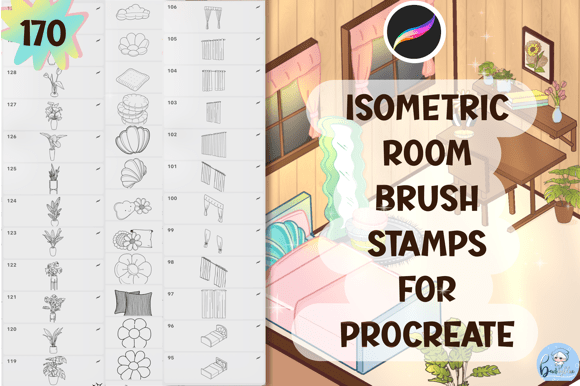 170 Isometric Room Brush Stamp: Your Shortcut to 3D Illustrations