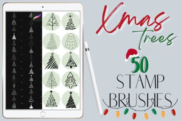 50 Hand-Drawn Christmas Trees: Elevate Your Festive Procreate Projects
