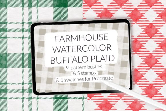 Buffalo Plaid Watercolor Pattern Brushes: A Farmhouse Designer's Kit