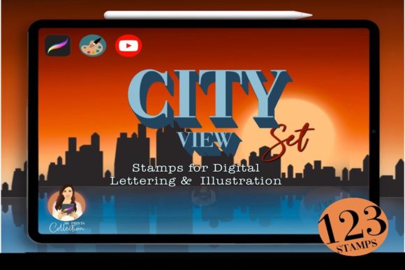 City View Procreate Set: 123 Stamps for Digital Art