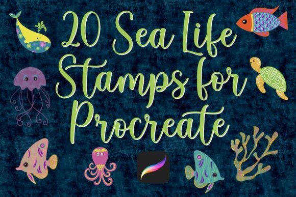 Dive into Design: 20 Sea Life Stamps for Procreate