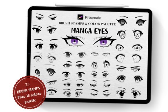 Instant Anime Character with Manga Eyes Procreate Brush Stamps