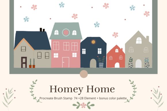 Procreate Brush Stamp 74+28 Homey Home: Your Go-To for Cozy Digital Art