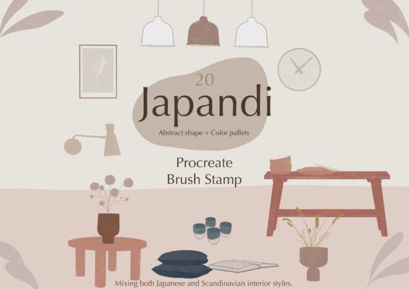 Procreate Stamp Brushes: Japandi Interior Design